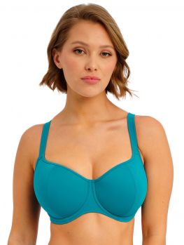 Bikini corazón con foam Freya Swim Jewel Cove Plain Moonstone, vista de frente sobre modelo.