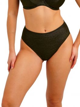 Braguita bikini alta Freya Swim Arizona Wave Nebula en modelo, vista frontal, negra con ligero brillo