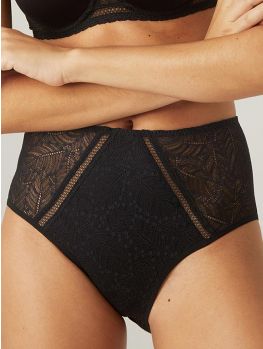 braga alta negra Simone Perele Comete, vista frontal sobre modelo talla 2