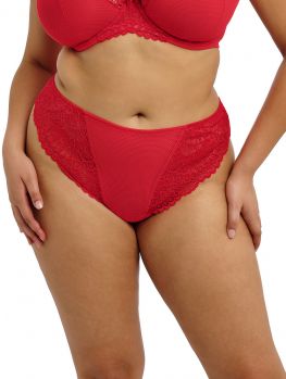 Tanga Elomi Tiernie rojo, vista frontal en modelo curvy.