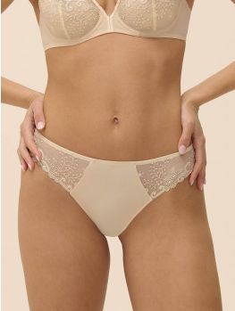 Vista frontal de la Tanga Simone Perele Delice 12X700 Beige Topacio