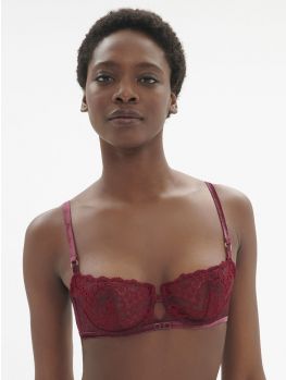 Sujetador balconet Simone Perele Scenario con aros 1E3330 Rojo Espinela