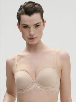 sujetador bandeau con los tirantes rectos, color piel rosa