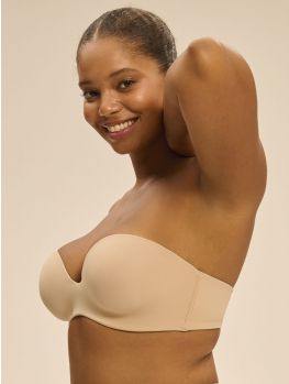 sujetador sin tirantes, color negro