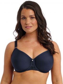 sujetador navy Fantasie Reflect con fino relleno spacer, vista frontal sobre modelo