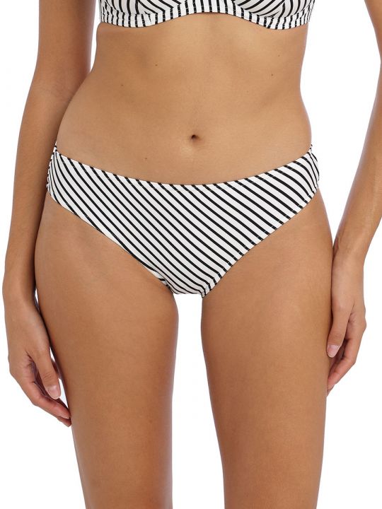 braga de bikini clasica, estampado rayas blanco y negro