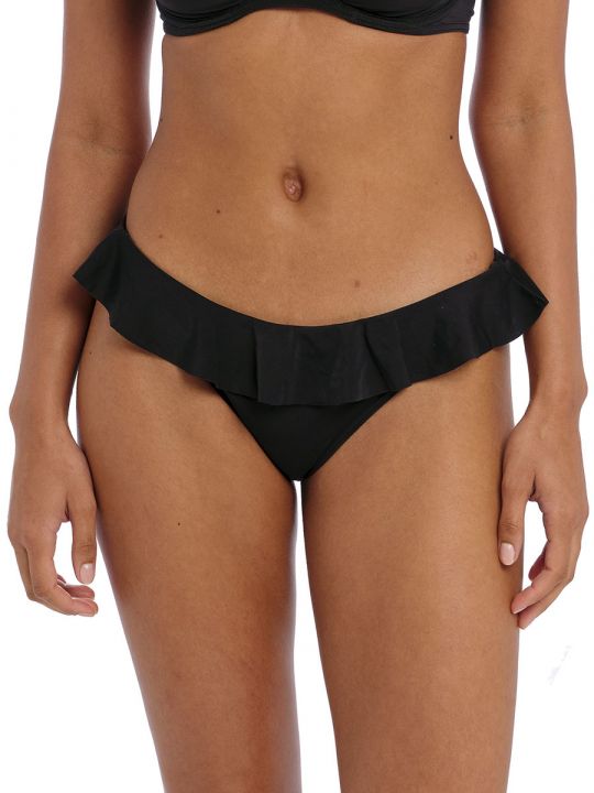 braguita de bikini con volante, color negro liso
