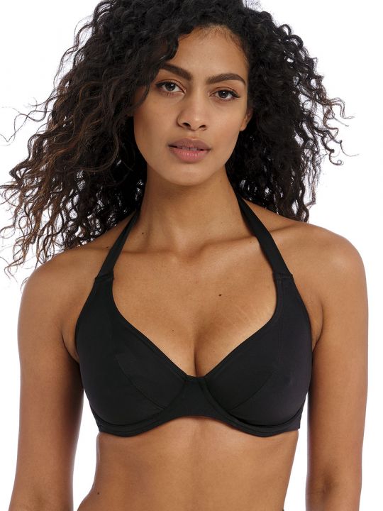 bikini halter, color negro liso