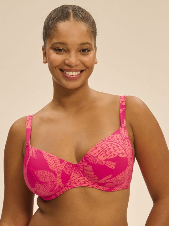 top bikini capacidad estampado rosa