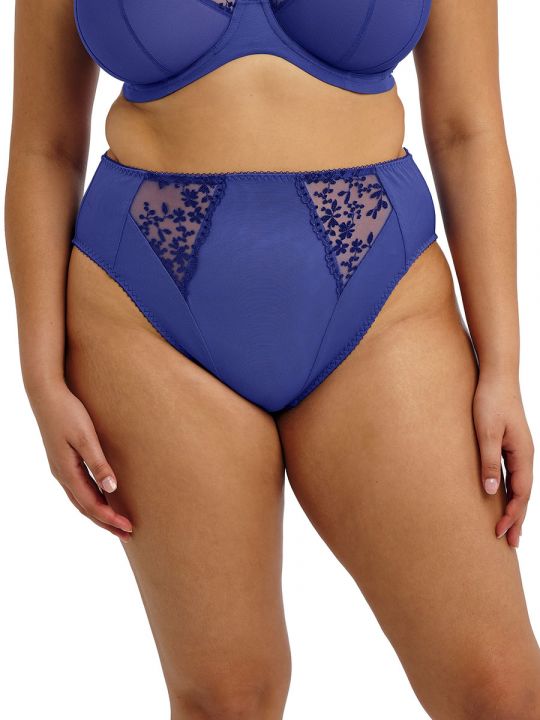 Braga alta Elomi Zarla Sapphire, vista frontal en modelo curvy.