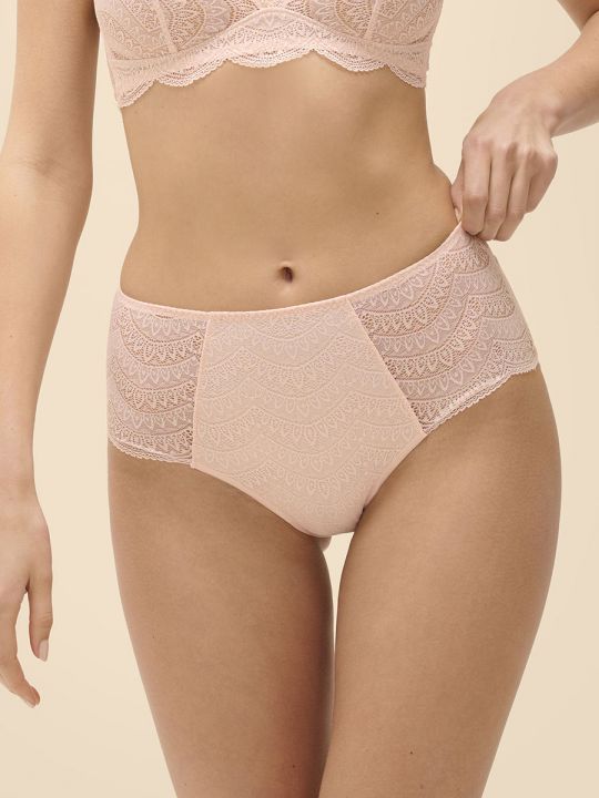 Vista frontal de la Braga Alta Simone Perele Karma 12V770 Rosa Petalo, modelo talla 2