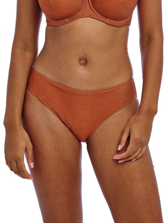 braguita de bikini, color marron dorado con hilos metalizados