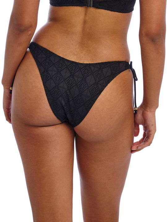 bikini braga brasileña atada a las caderas, color negro