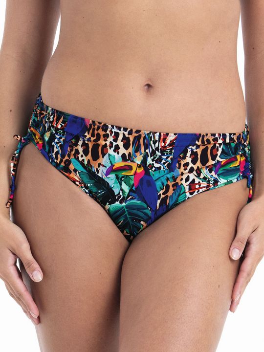 Braga alta ajustable de bikini Rosa Faia Deep Jungle estampado animal print, vista frontal sobre modelo