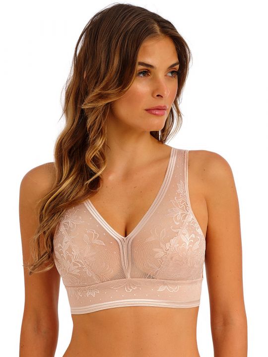 bralette sin aros de encaje color rosa palo