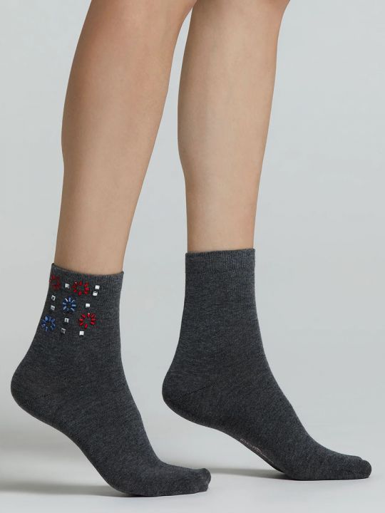 calcetines algodon color gris antracita