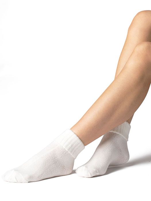 Calcetin blanco invierno, puesto en modelo