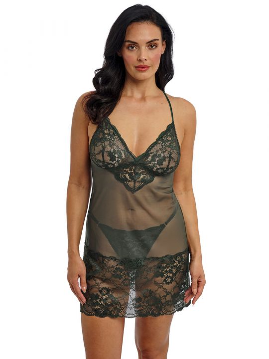 Camison lencero Wacoal Natsuki Lace Verde Juniper