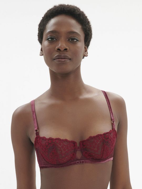 Sujetador balconet Simone Perele Scenario con aros 1E3330 Rojo Espinela