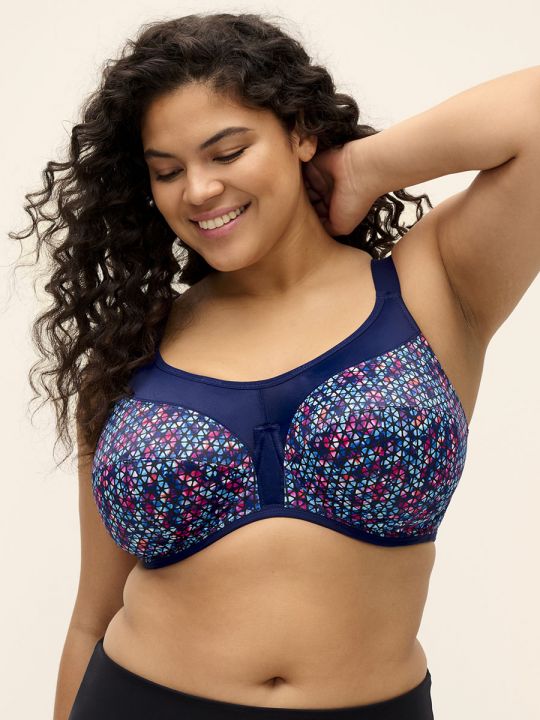 Sujetador deportivo talla grande, estampado Navy