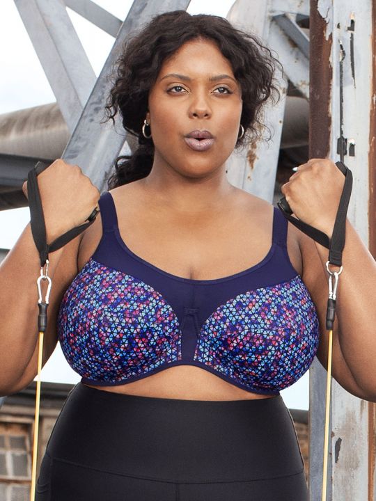 Sujetador deportivo talla grande, estampado Navy