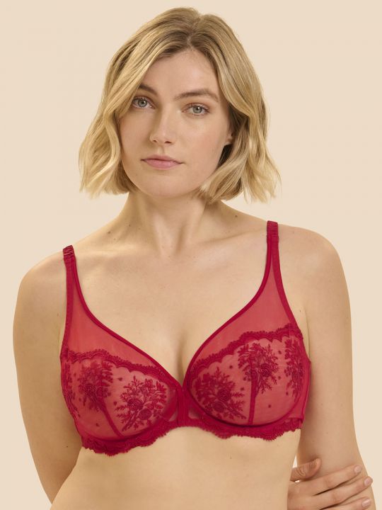 Sujetador escotado con aros Simone Perele Intrigue 1E2319 Opera Red