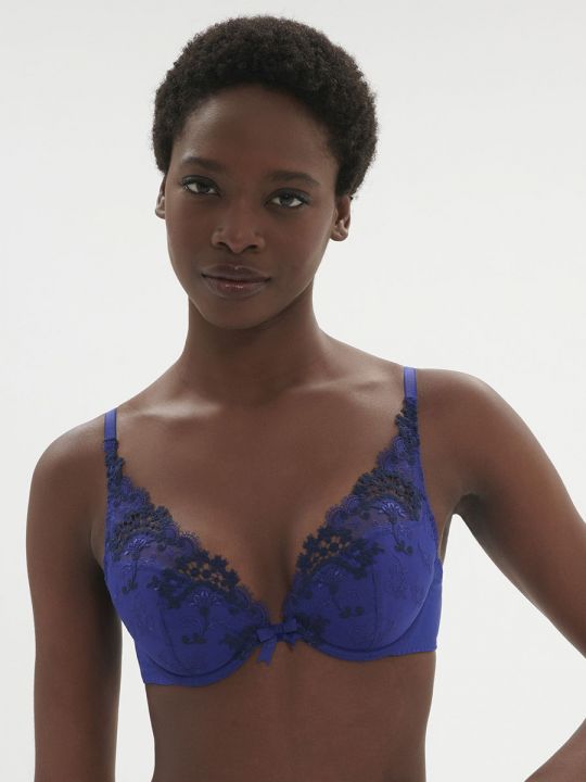 sujetador push up, color azul eléctrico