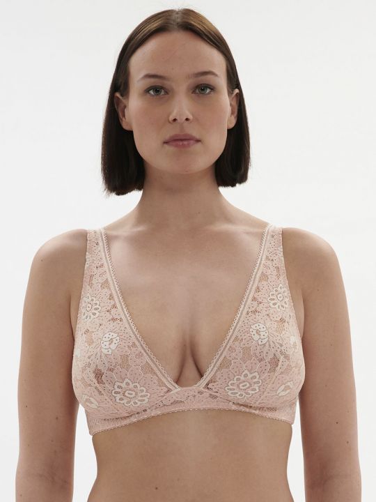 Sujetador sin aros Simone Perele Festive Bralette 1E1250 Rose Ballet