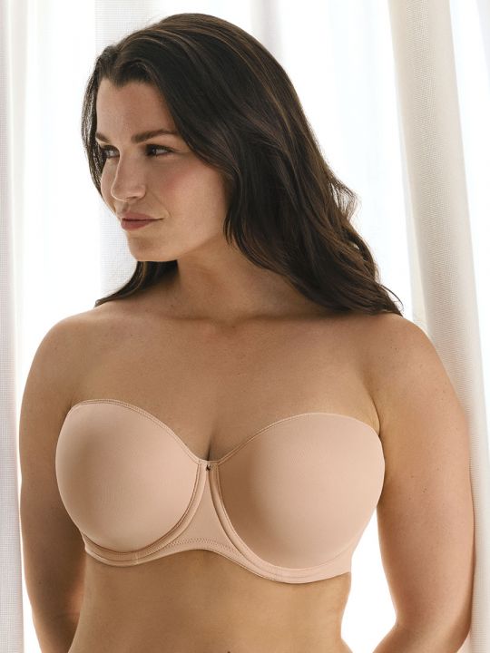 sujetador sin tirantes color beige
