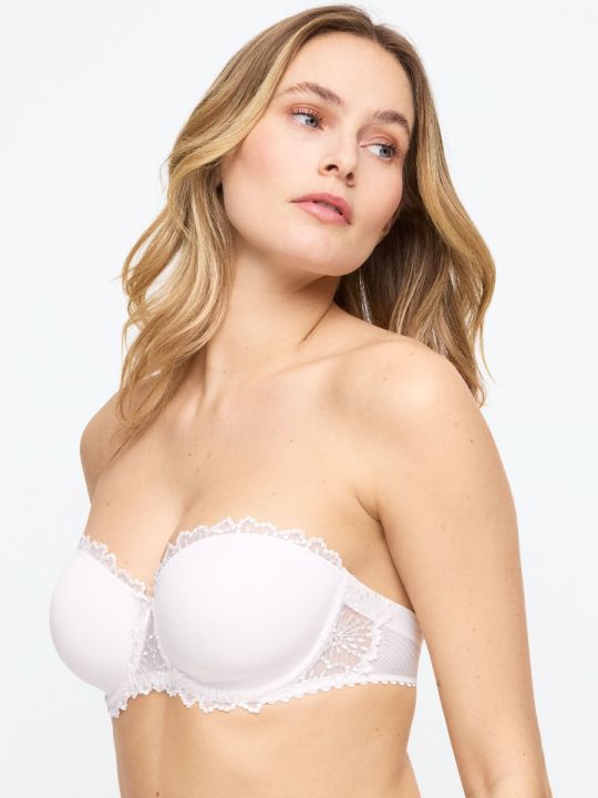 sujetador sin tirantes de Marie Jo Jane en color blnco natural, vista de perfil sobre modelo