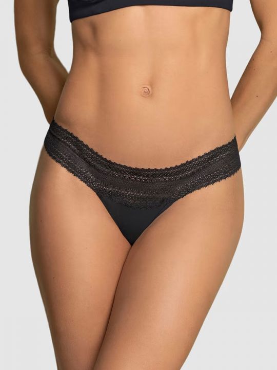 frente tanga de encaje negro