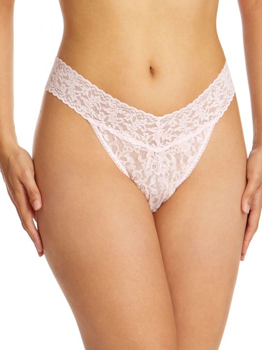 Tanga de encaje de  talle normal blanca