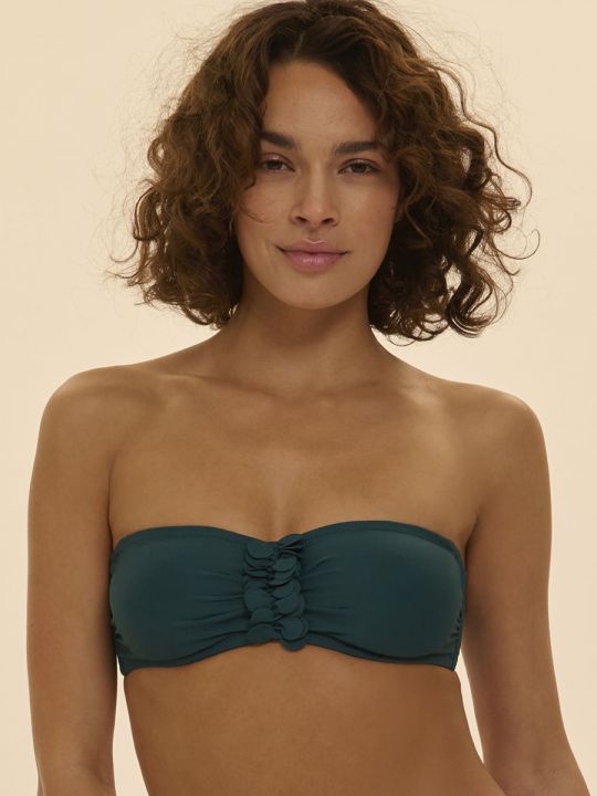 Parte de arriba Bikini Bandeau con aros Simone Perele Paloma 1DEB31 Esmeralda
