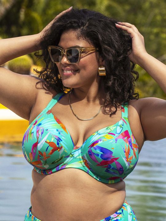 Parte de arriba Bikini Elomi Swim Toyama Tides Plunge con aros ES802202 Jade