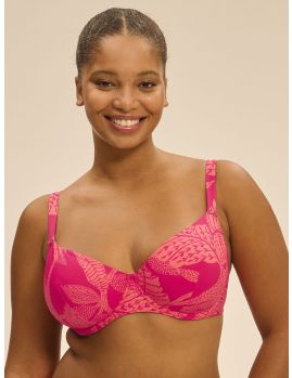 top bikini capacidad estampado rosa