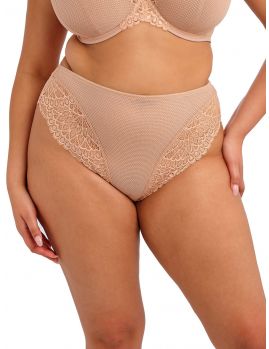 Braga alta Elomi Tiernie color sahara, vista frontal en modelo