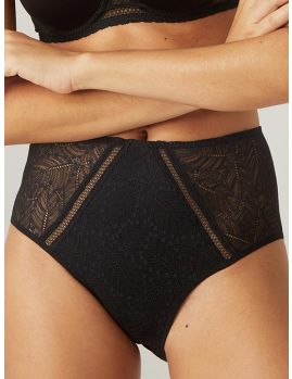 braga alta negra Simone Perele Comete, vista frontal sobre modelo talla 2