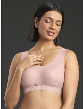 bralette de encaje sin aros, color rosa palo