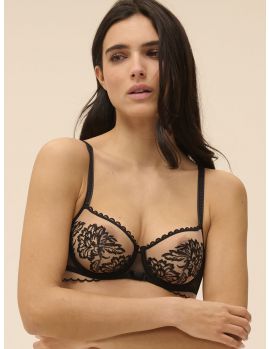 Sujetador balconet Simone Pérèle Romance Light Tattoo – vista frontal sobre modelo talla 90B