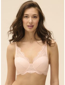 Vista frontal del Sujetador con relleno Spacer Simone Perele Karma 12V343 Rosa Petalo