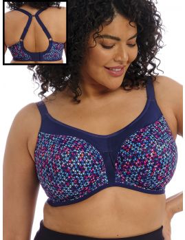 Sujetador deportivo talla grande, estampado Navy