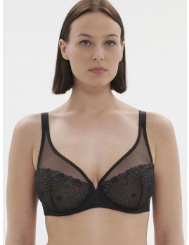 sujetador escotado negro gema. Modelo talla 95D