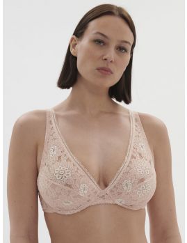 sujetador escotado Simone Perele Festive con aros 1E1350 Rose Ballet
