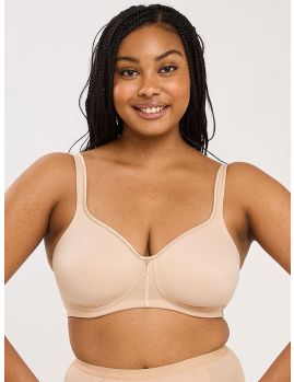 Sujetador sin aros con relleno Sans Complexe Absolute Comfort color piel – vista frontal sobre modelo