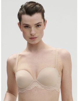 sujetador bandeau con los tirantes rectos, color piel rosa