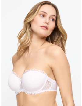 sujetador sin tirantes de Marie Jo Jane en color blnco natural, vista de perfil sobre modelo