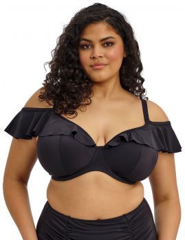 Parte de arriba Bikini Elomi Swim Plain Sailing Plunge con volantes Black